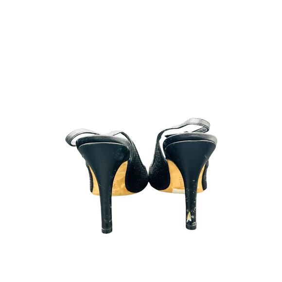 ✨ Nina Slingback Heels New Year sequin Mesh Black 9M Leather Sole Formal Shoe - Picture 5 of 7